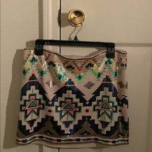 Express Sequin Tribal mini skirt